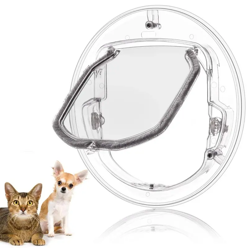 Cat Flap Door 4 Ways Lock Round Clear Flap Door for Pet Cats and Small Dogs