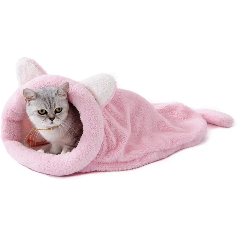 Pink Soft And Comfortable Cat Sleeping Bag, Igloo Dome Kennel Cat Basket 60 * (Pink) 58Cm