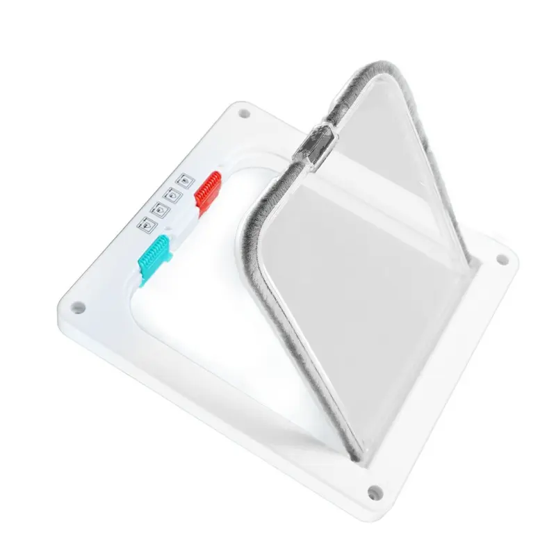White Cat Flap Door Lockable Low Noise Interior Exterior Kitten Door For Window Wall