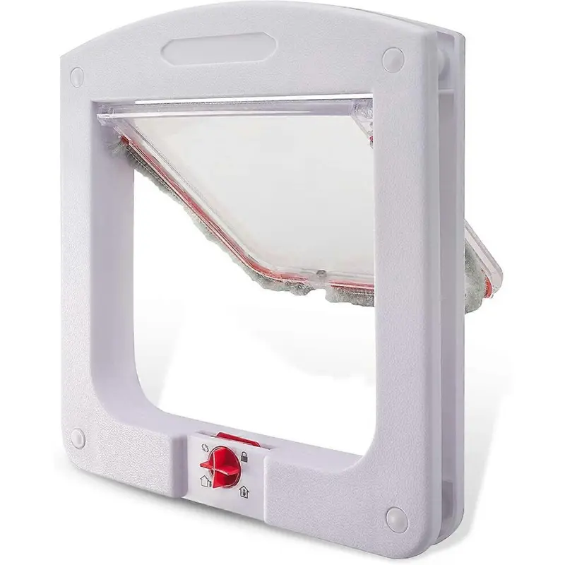 Sosenfer White (, One ) Cat Flap For Dogs Cat 4 Way Lockable Easy To Install Small