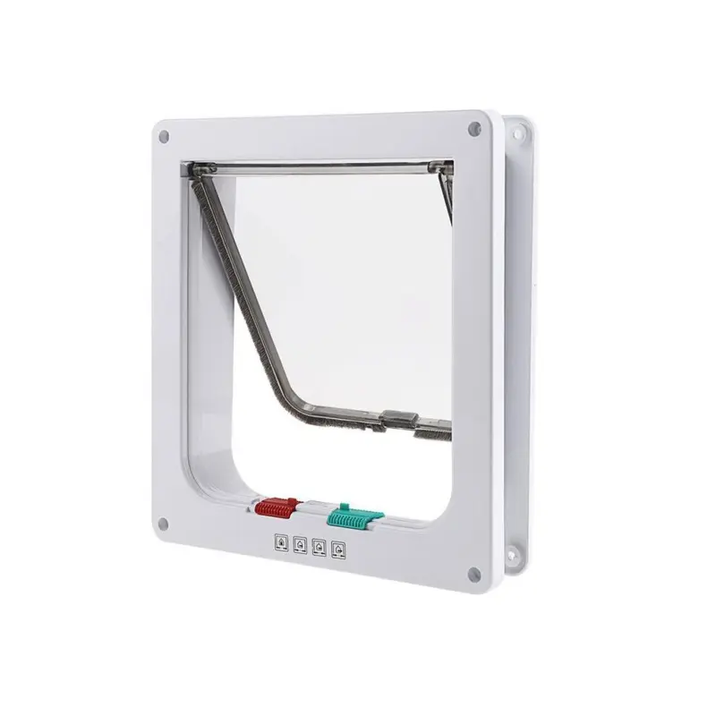 White (, M) Pet Twoway Door Plastic Products Cats Dogs Supplies Controll Free Entry Exit