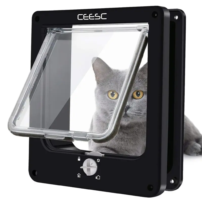 Ceesc Cat Doors Magnetic Pet Door With Rotary Way Lock For Cats Ki Size 4