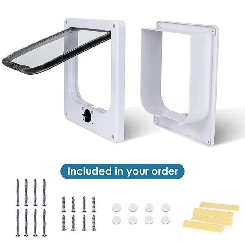 (Coffee, "Cat Door With Rotary Switch: Control Entry & Exit For Pet Kennels" Large