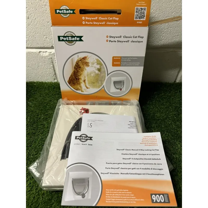 Petsafe Staywell Manual 4 Way Locking Classic Cat Flap White No Tunnel 919Ef sh4
