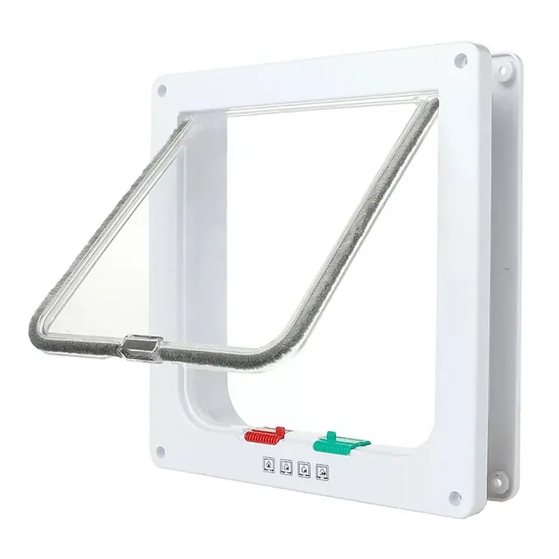 Vogrex Unisex White 4-Way Pet Door Lockable Flap Safe Brushy Screen, Sizes Xl