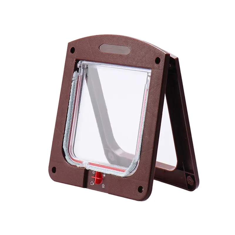 Brown (Brown) Dog Cat Magnetic Pet Flap Door Way Locking Size 4