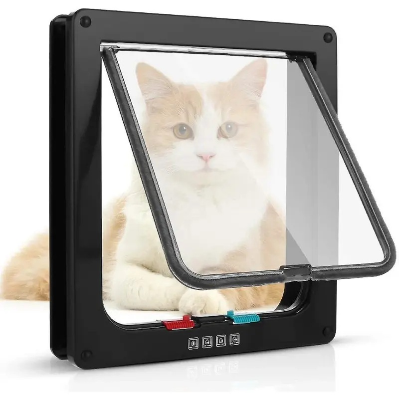 Kikidex (As Show, One Size) Cat Flap Dog Flap, Cat And Dog Four-Way Magnetic Closed Door