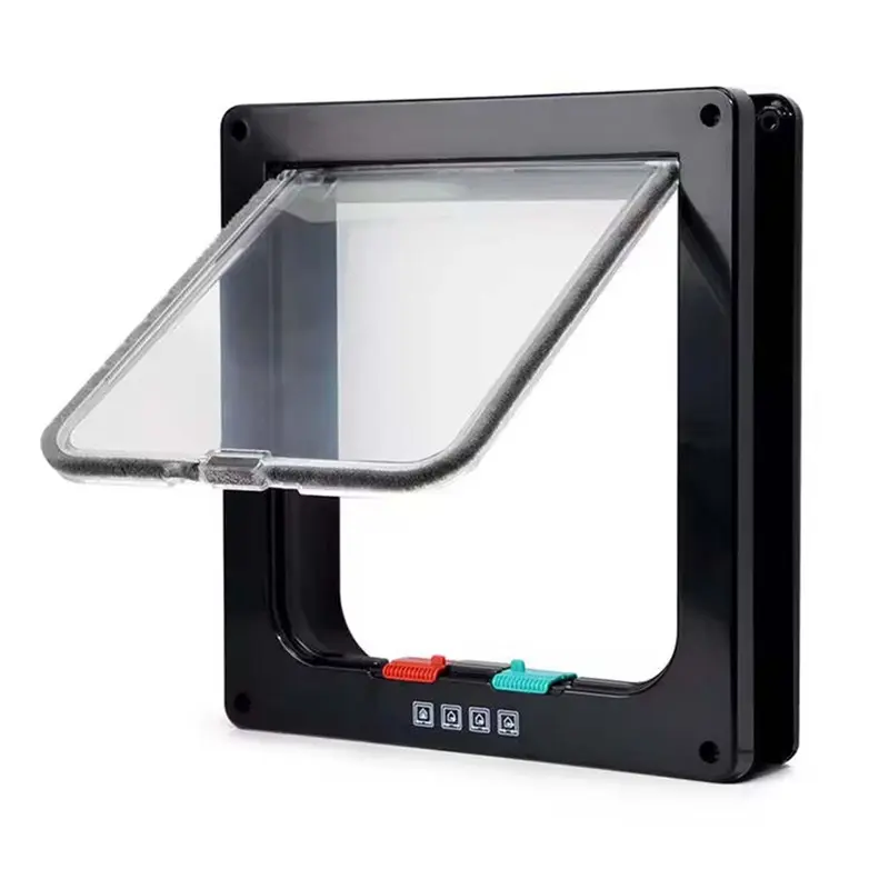 Moaobooh Black Cat Flap, Way Lock Pet Door, Cat/Dog Flap With Tunnel Size 4
