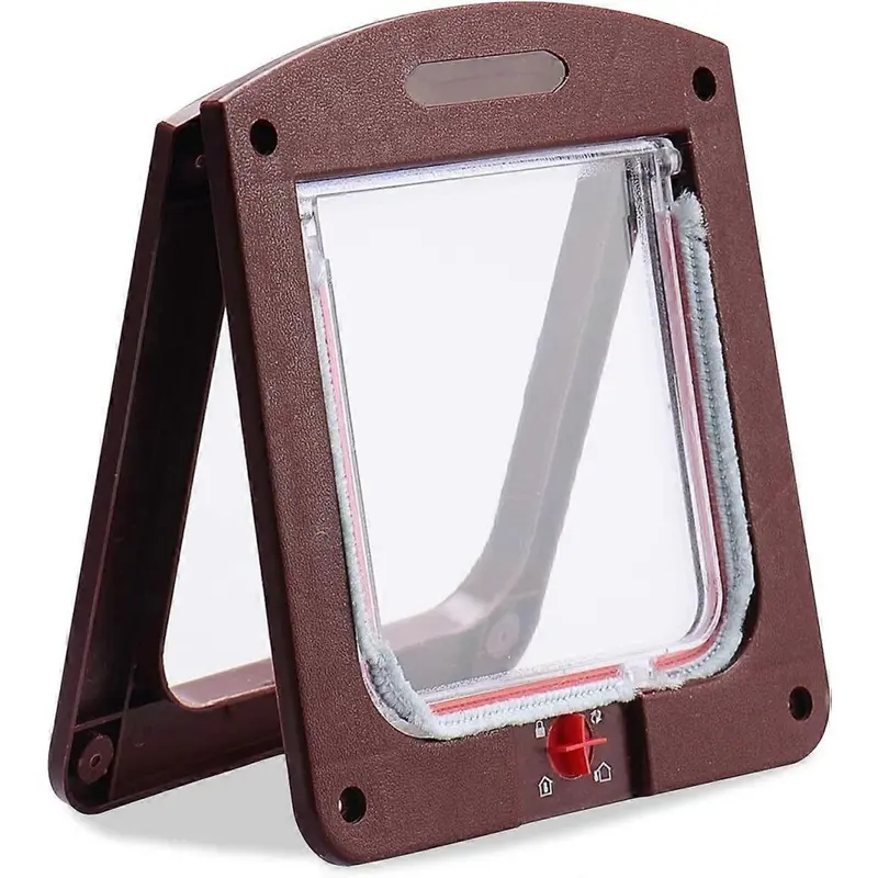 Sosenfer Brown (, One ) Cat Flap For Dogs Cat 4 Way Lockable Easy To Install Small