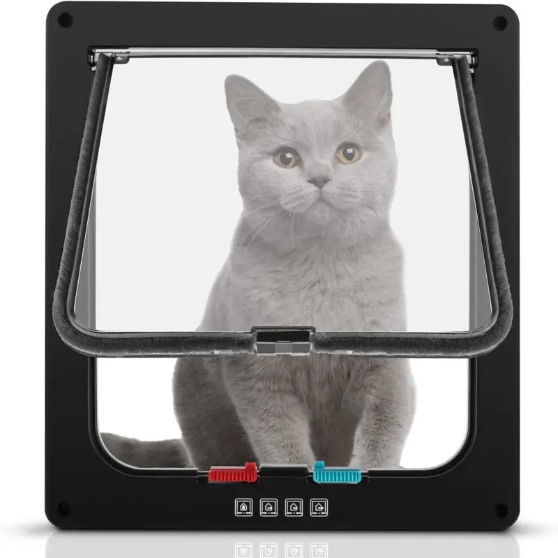 Tianfu Cat Flap Dog Flap, Cat And Dog Four-Way Magnetic Closed Door