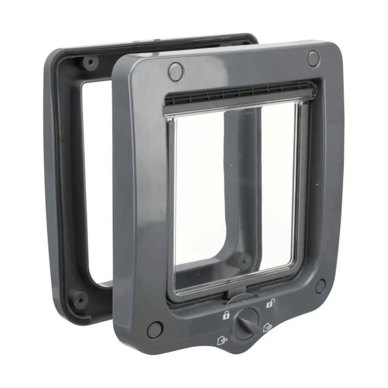 Trixie Grey 4-Way Cat Flap Door Free Pass House Cat And Dog Pets Supplies Size 4