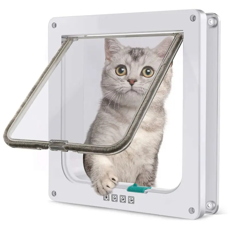 White (, Cat Door Pet Entry And Exit Security Gate On Doors And Windows Small