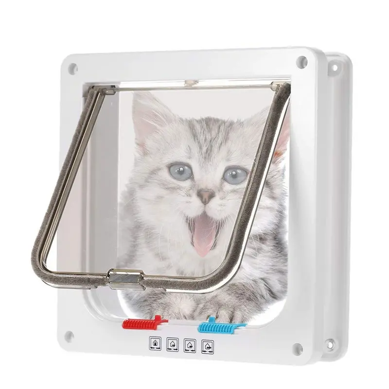 Meisisley White Cat Flap For Upvc And Wooden Doors, Microchip Activated,, Large
