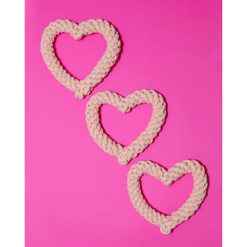 Blush Heart Dog Rope Toy