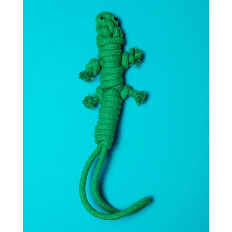 Homemade Eco-Friendly Green Lizard Dog Rope Toy