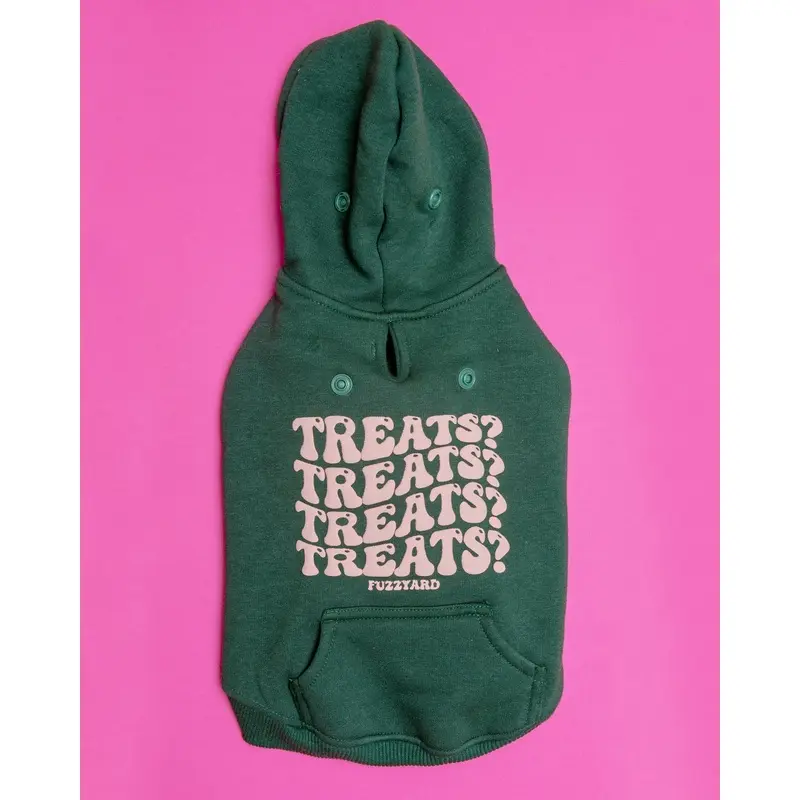 TREATS TREATS TREATS Dog Hoodie in Green (FINAL SALE)