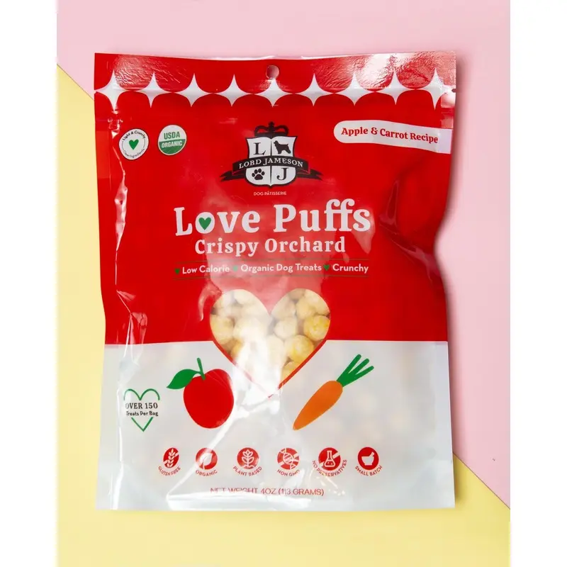 Crispy Orchard Love Puffs Organic Dog Treats
