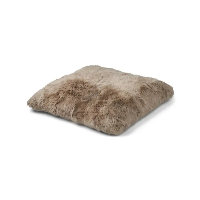 Double-Sided Longwool Sheepskin Cushion Dog Bed in Taupe (35" x 35") (FINAL SALE)