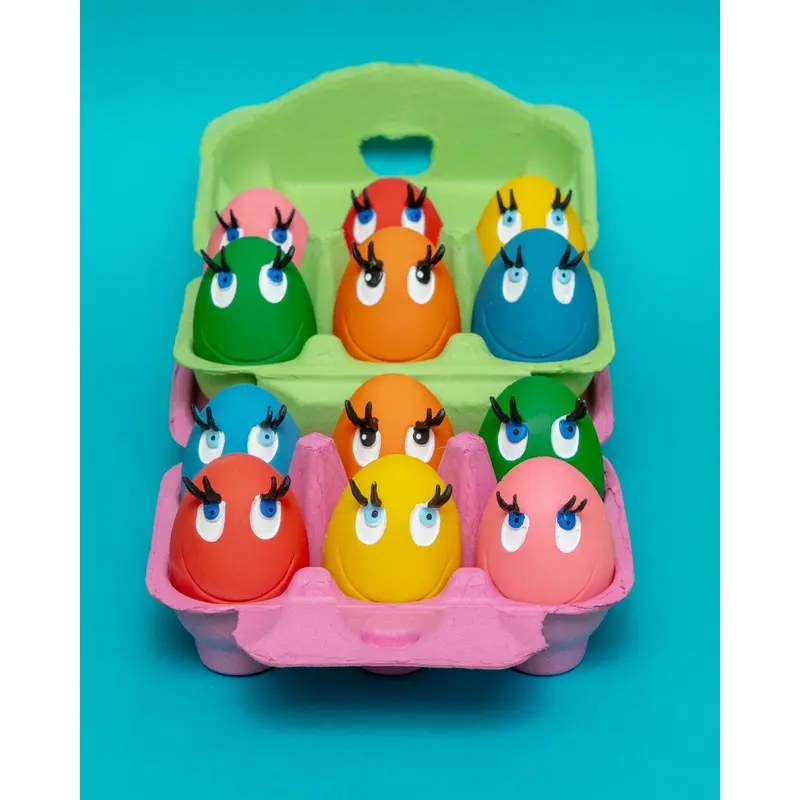 Multi-Color Squeaky Latex Dog Toy Egg Carton (6-Pack)