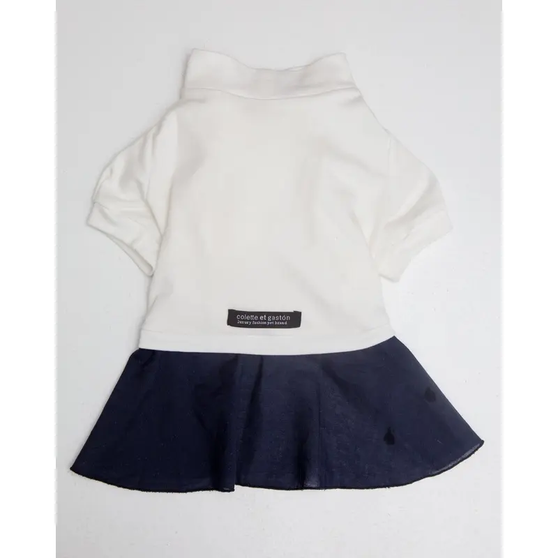 Soft Dog Dress in White & Navy (FINAL SALE)