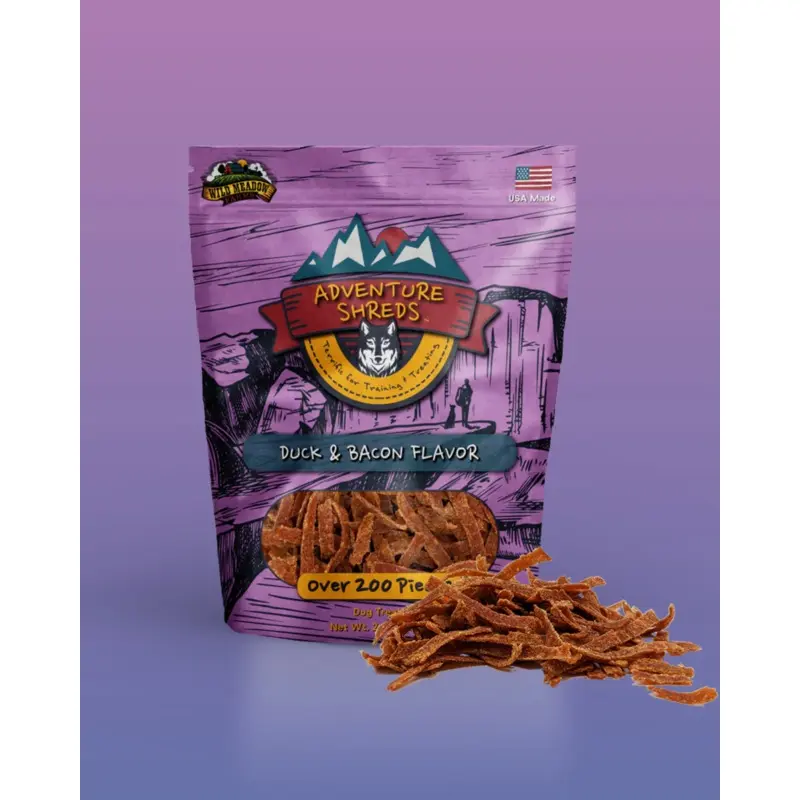 Adventure Shreds Duck & Bacon Dog Treats (Made in the USA)