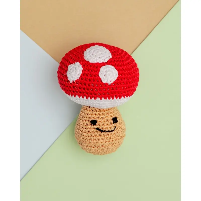 Mini Mushroom Squeaky Knit Dog Toy