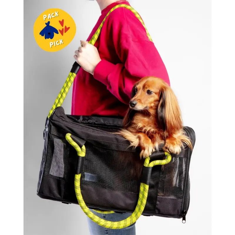Out-Of-Office Airline Compliant Pet Carrier in Black w/ Neon Yellow (Pro Edition)