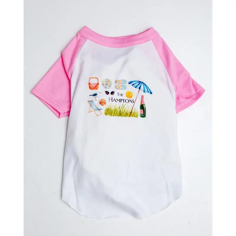 *The Hamptons* Graphic Dog T-Shirt in Ros Pink