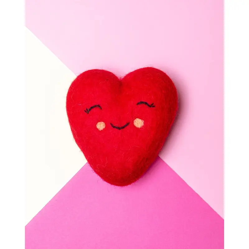 Wool Handrolled Heart Dog Toy