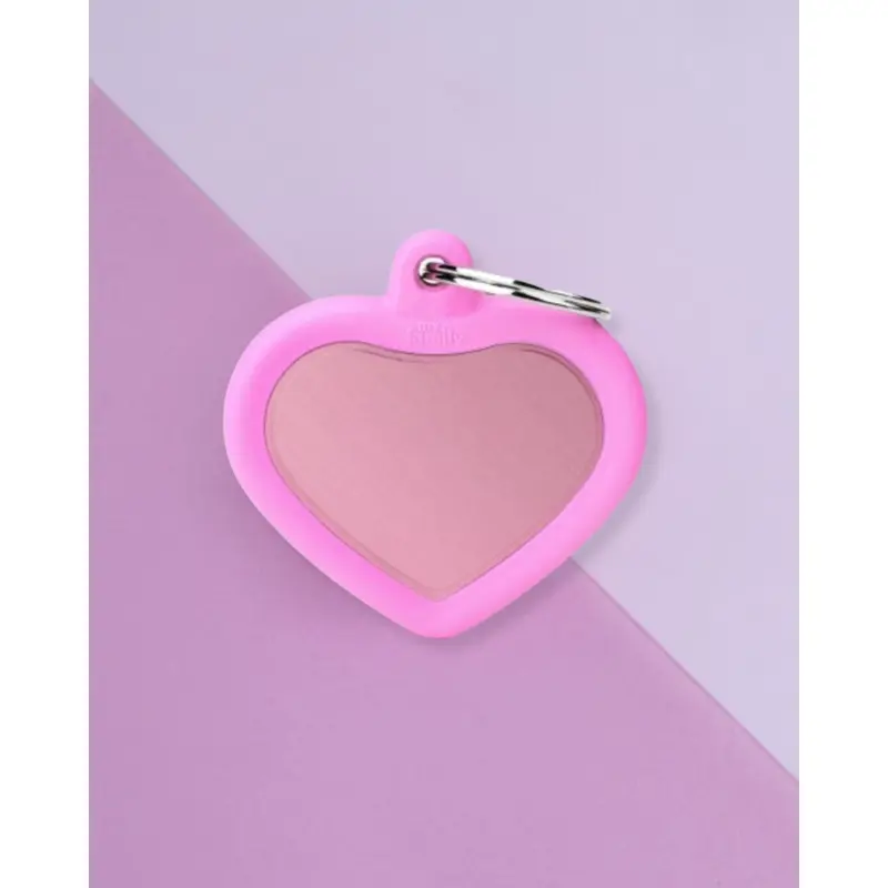 Hushtag Pink Aluminum Heart Custom Pet ID Tag