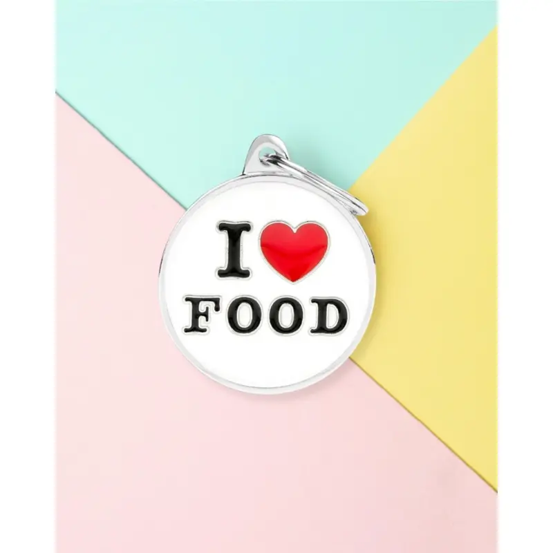 I Love Food! Custom Circle Pet ID Tag
