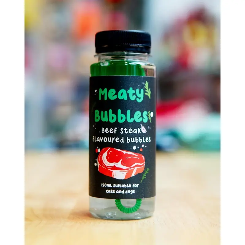 Beef Steak Flavored Bubbles for Dogs & Cats (Vegan, Gluten Free and Halal Safe!)