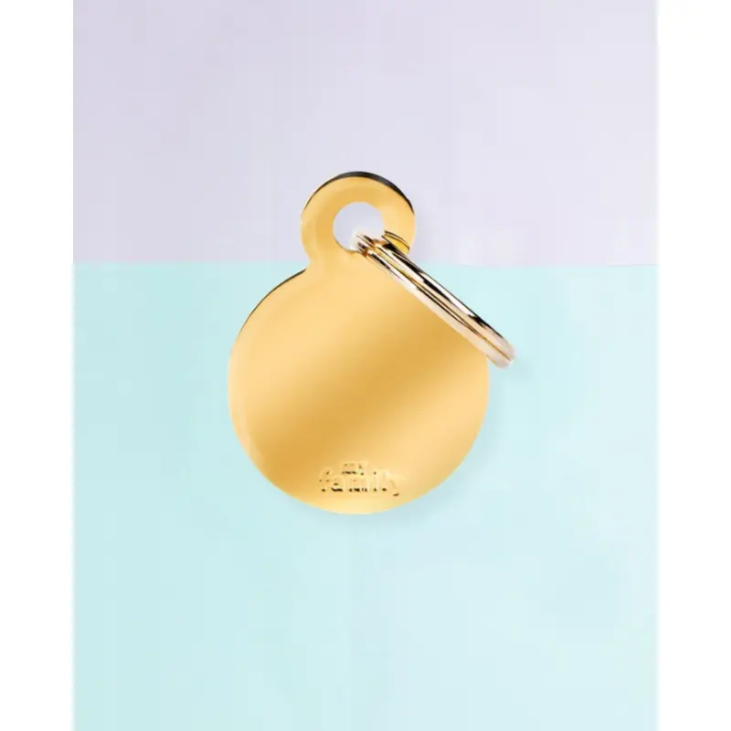 Chic Circle in Golden Brass Custom Pet ID Tag