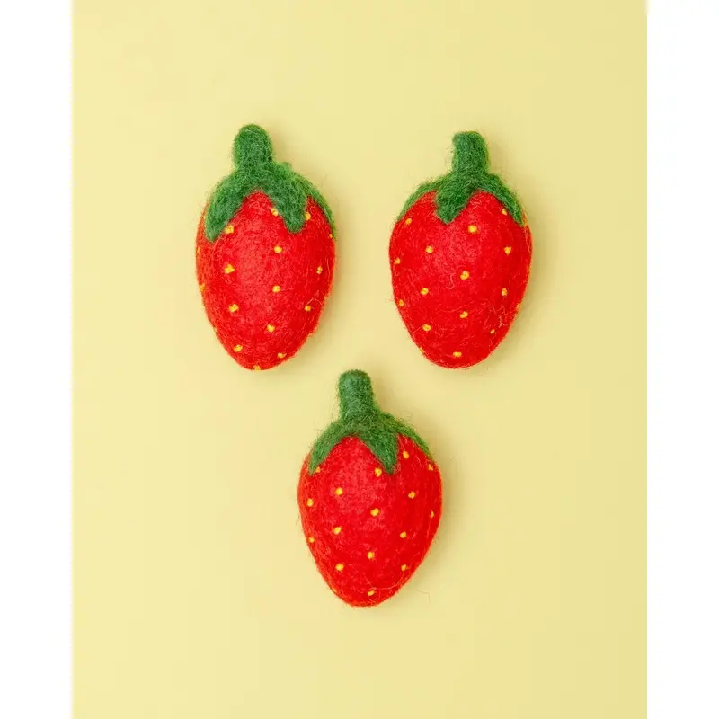 Strawberry Wool Cat Toy