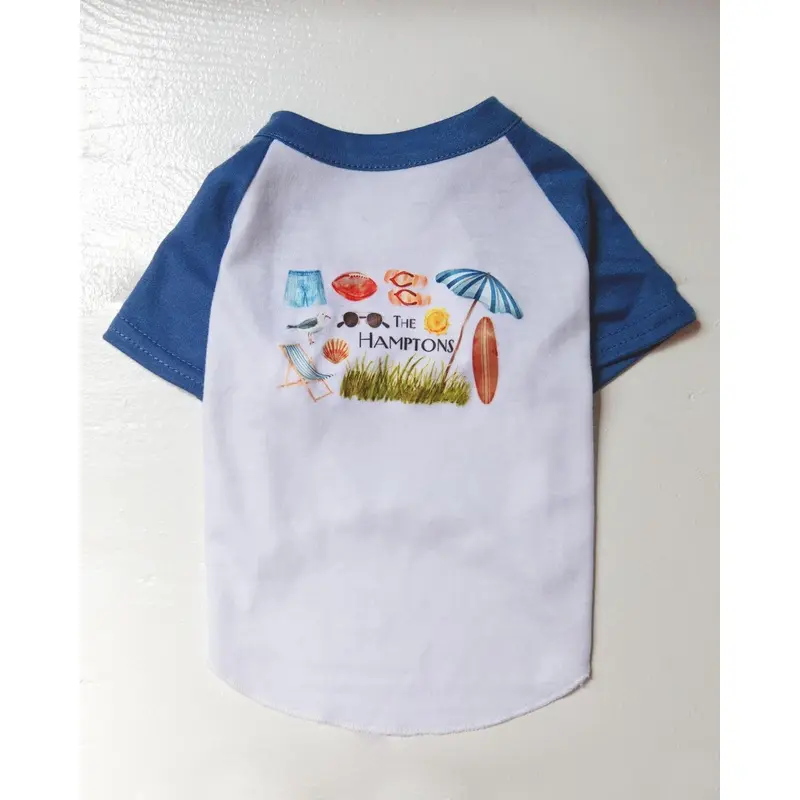 *The Hamptons* Graphic Dog T-Shirt in Surf Blue