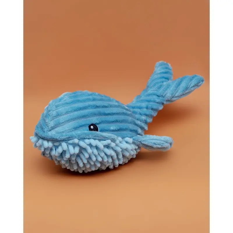 Blue Bay Whale Squeaky Push Dog Toy (FINAL SALE)