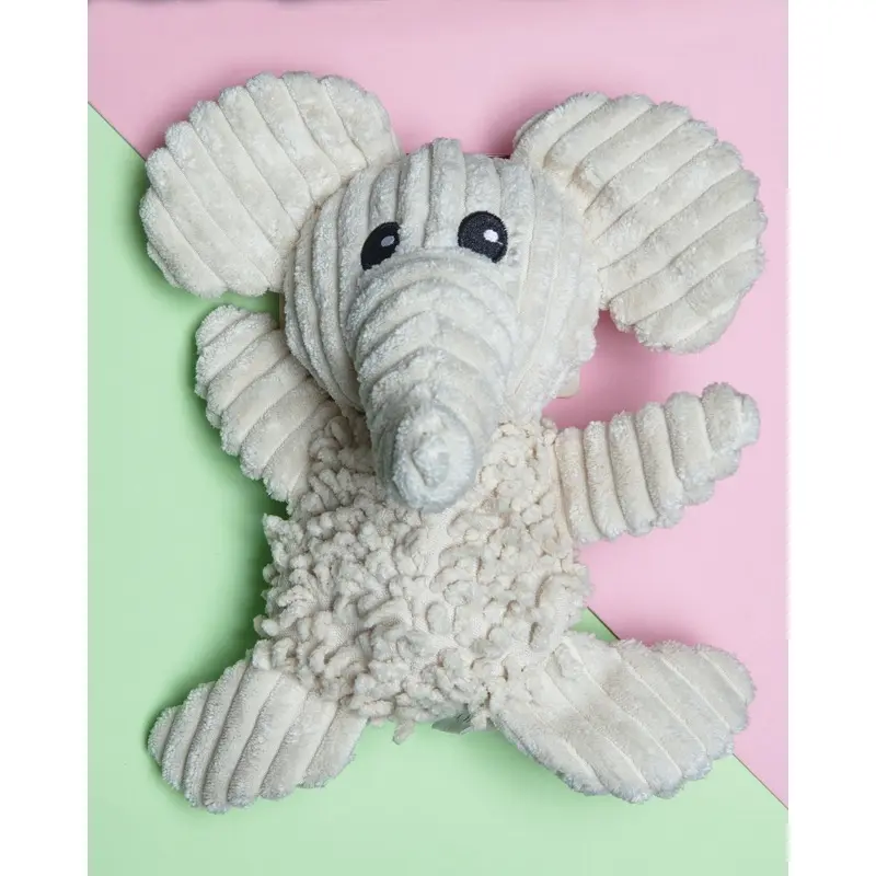 Natural Elephant Squeaky Plush Dog Toy