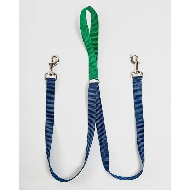 Double Clip Training Leash in Hunter Green + Navy (Made in the USA)