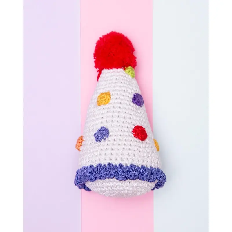 Birthday Hat Knit Organic Cotton Dog Toy