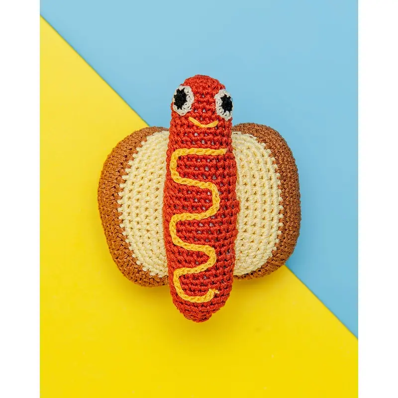 Hot Dog Organic Knit Dog Toy