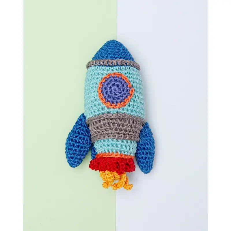 Rocket Ship Knit Organic Cotton Dog Toy