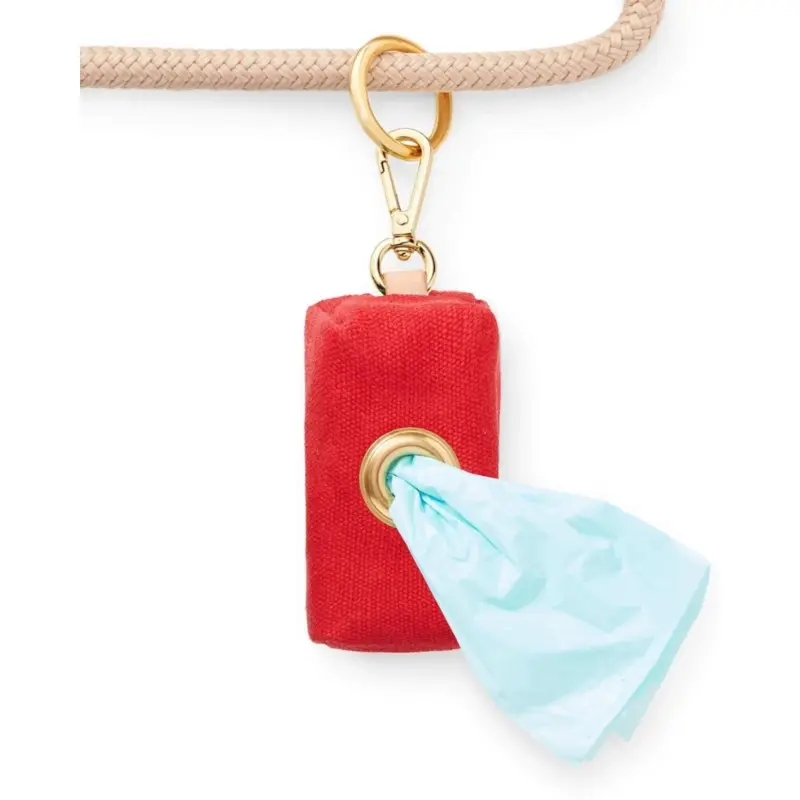 Ruby Red Waxed Canvas Wasted Bag Dispenser (Made in the USA)