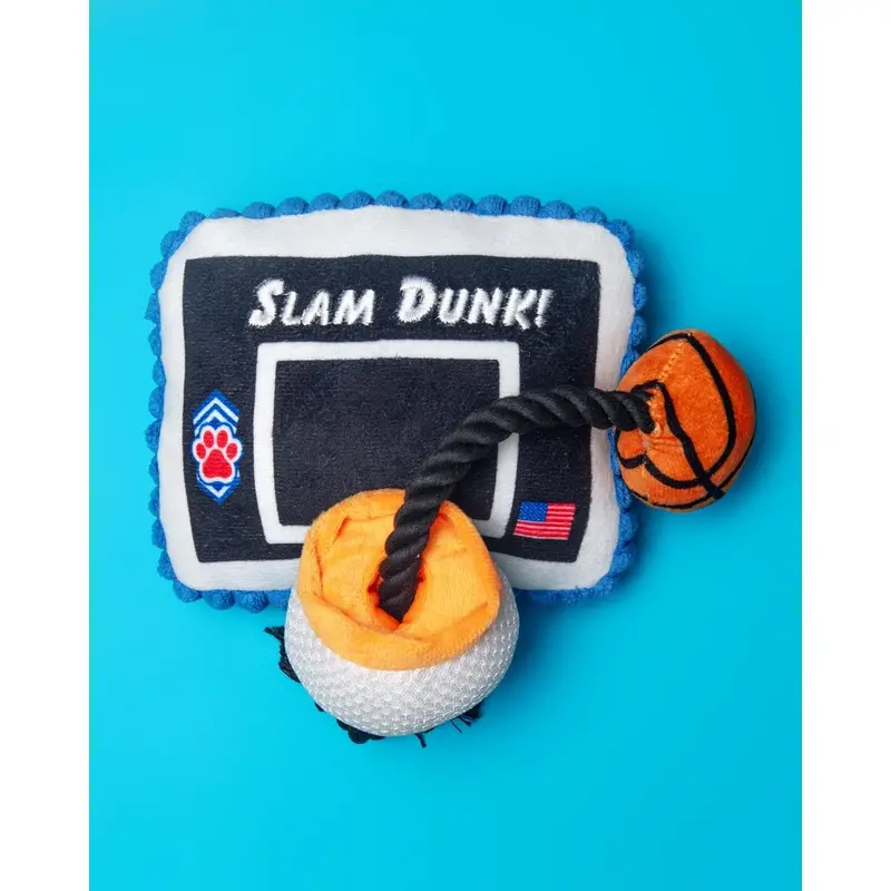 Take it to the Hoop Squeaky Plush Dog Toy