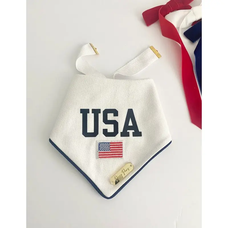 USA White Denim Dog Bandana (Made in the USA)