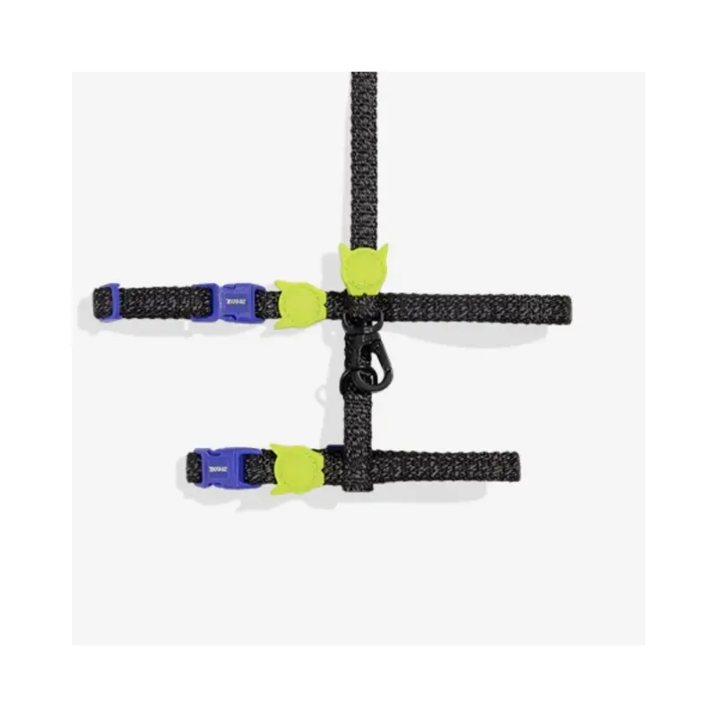 Cat Harness with Leash in Nox Black Reflective