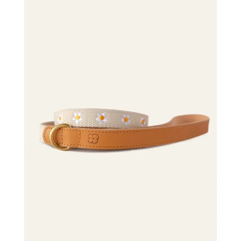 Cotton + Leather Daisy Dog Leash