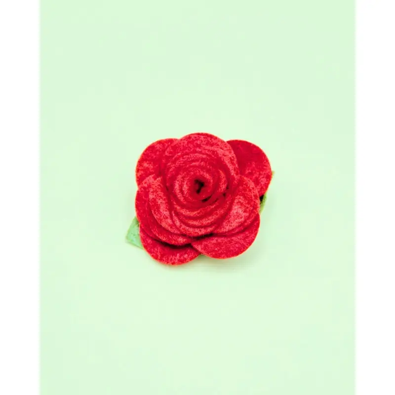 Red Rose Dog Collar Flower (Made in the USA)