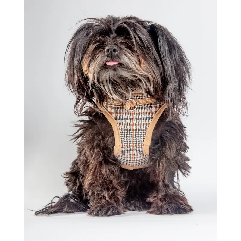 Tan Tartan Plaid Step-in Dog Harness
