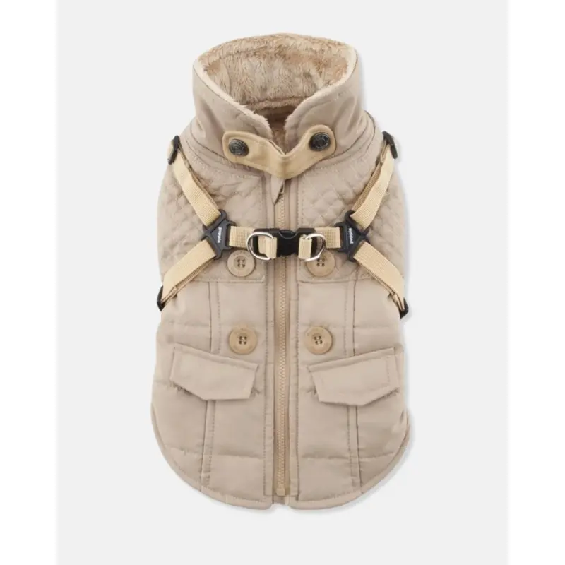 Wilkes Winter Harness Dog Jacket In Beige (FINAL SALE)