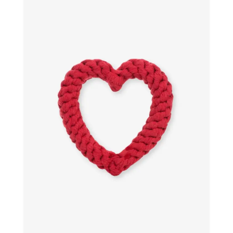 Heart Rope Dog Toy in Red